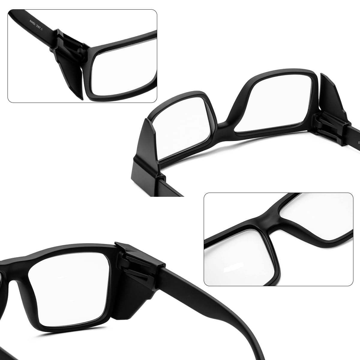 BINGKING Photochromic Safety Glasses, UV400 Blue Light Blocking, ANSI Z87.1, Removable Side Shields, TR90 Frame, Matte Black