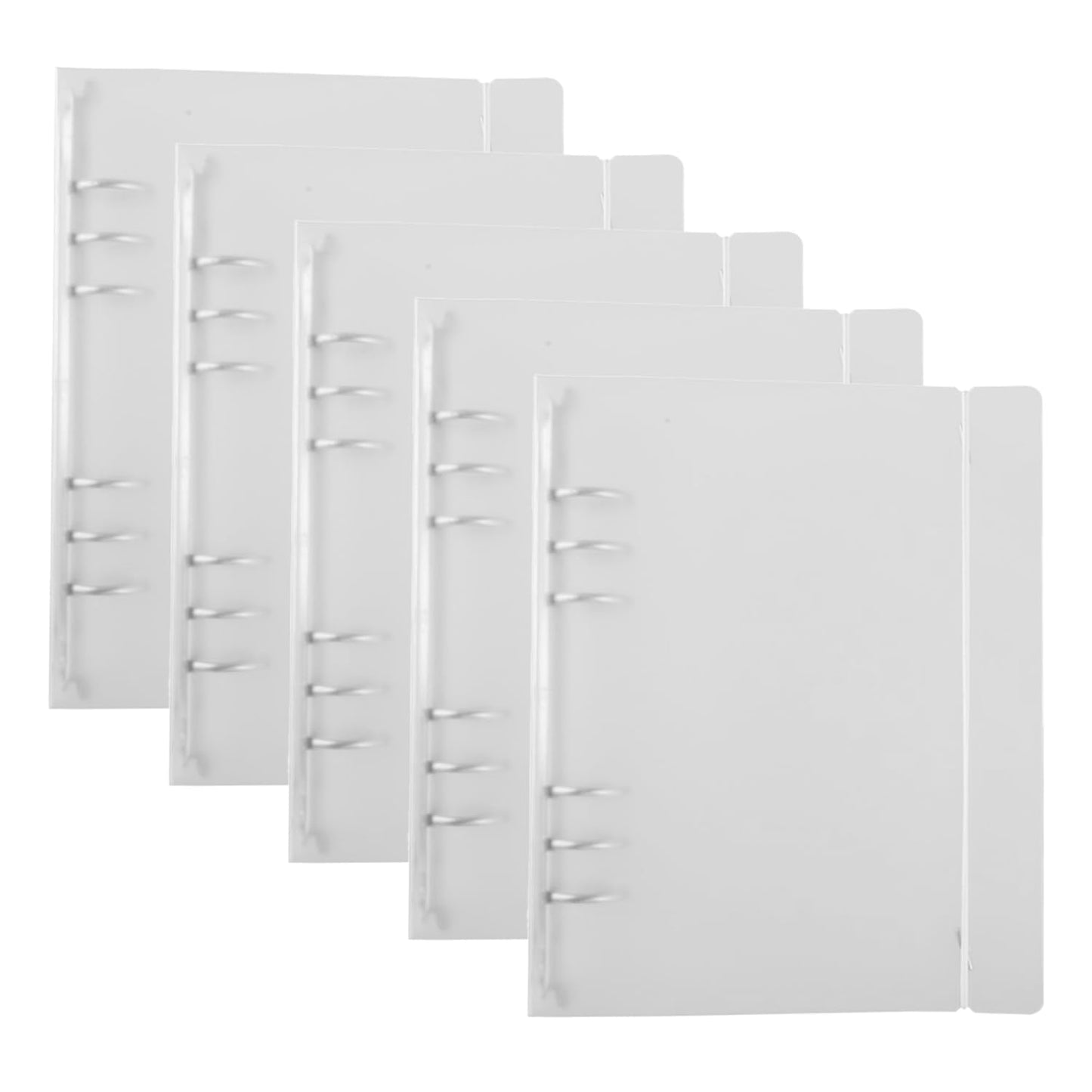 5PCS A5 6 Ring Binder Cover Clean Transparent Soft PVC with Matching Rubber Band for Refillable Notebook Shell with Matte Surface for Stamp & Die Storage（9x6.9inch /23x17.5cm）