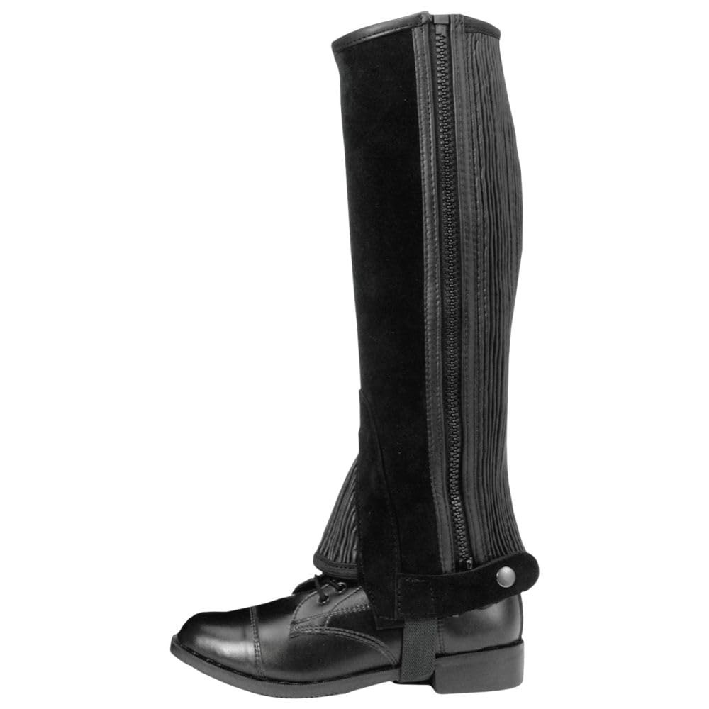Tough 1 Suede Leather Half Chaps, Black, Large