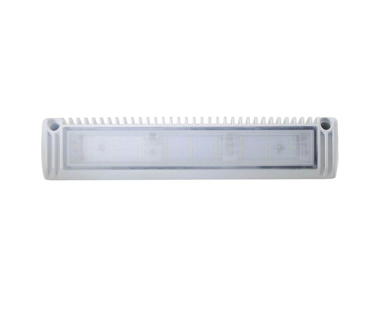 Raycharm 13" Exterior LED Flood Lighting Fixture, 40° Down Angle Beam, 6000K Cool-White Super Bright, 12V/24V DC, High Lumen Output Low Current Draw, Waterproof White Finish for RV & Boat, 1-Pack