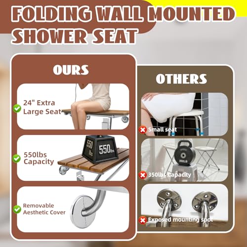 18 inch Folding Shower Seat Wall Mounted