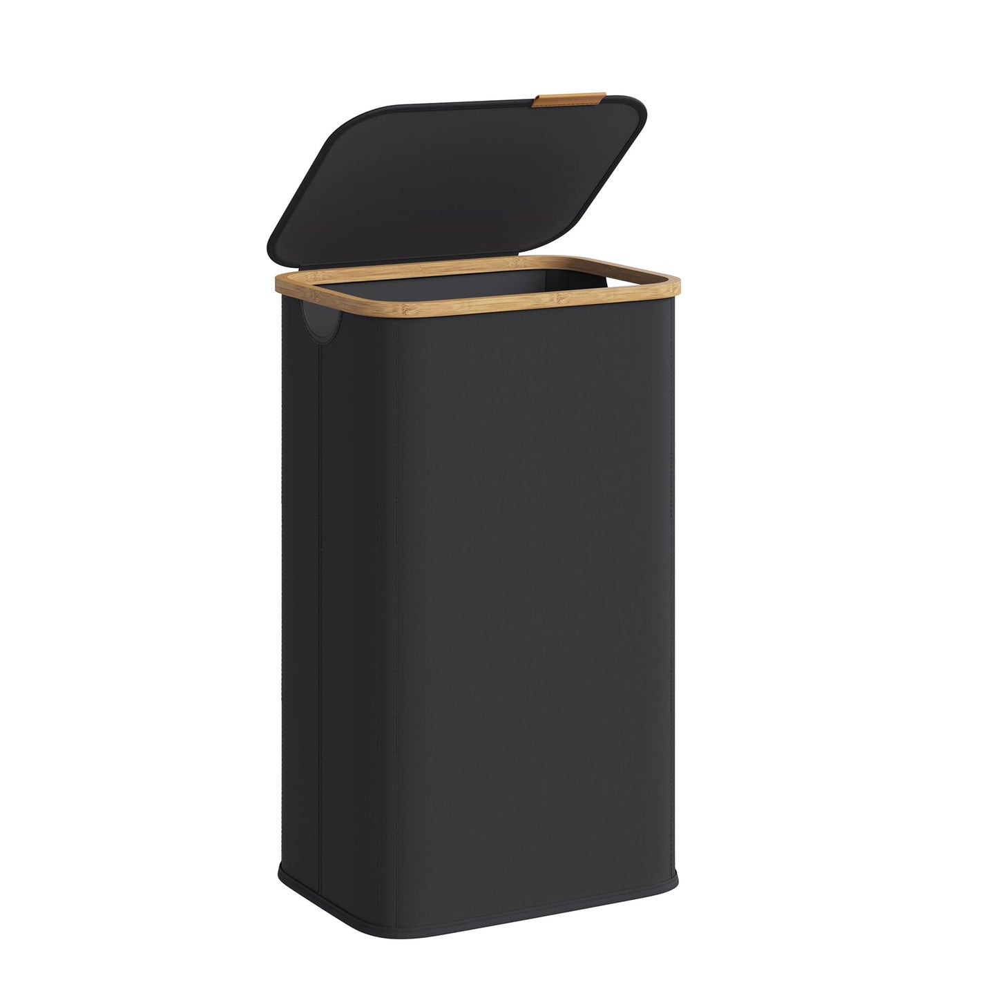 SONGMICS Laundry Hamper, Slim Laundry Basket with Lid, Foldable Storage Basket, Bamboo Frame, for Bedroom, Living Room, Oxford Fabric, 26.4 Gal. (100 L), Ink Black ULCB518BH01