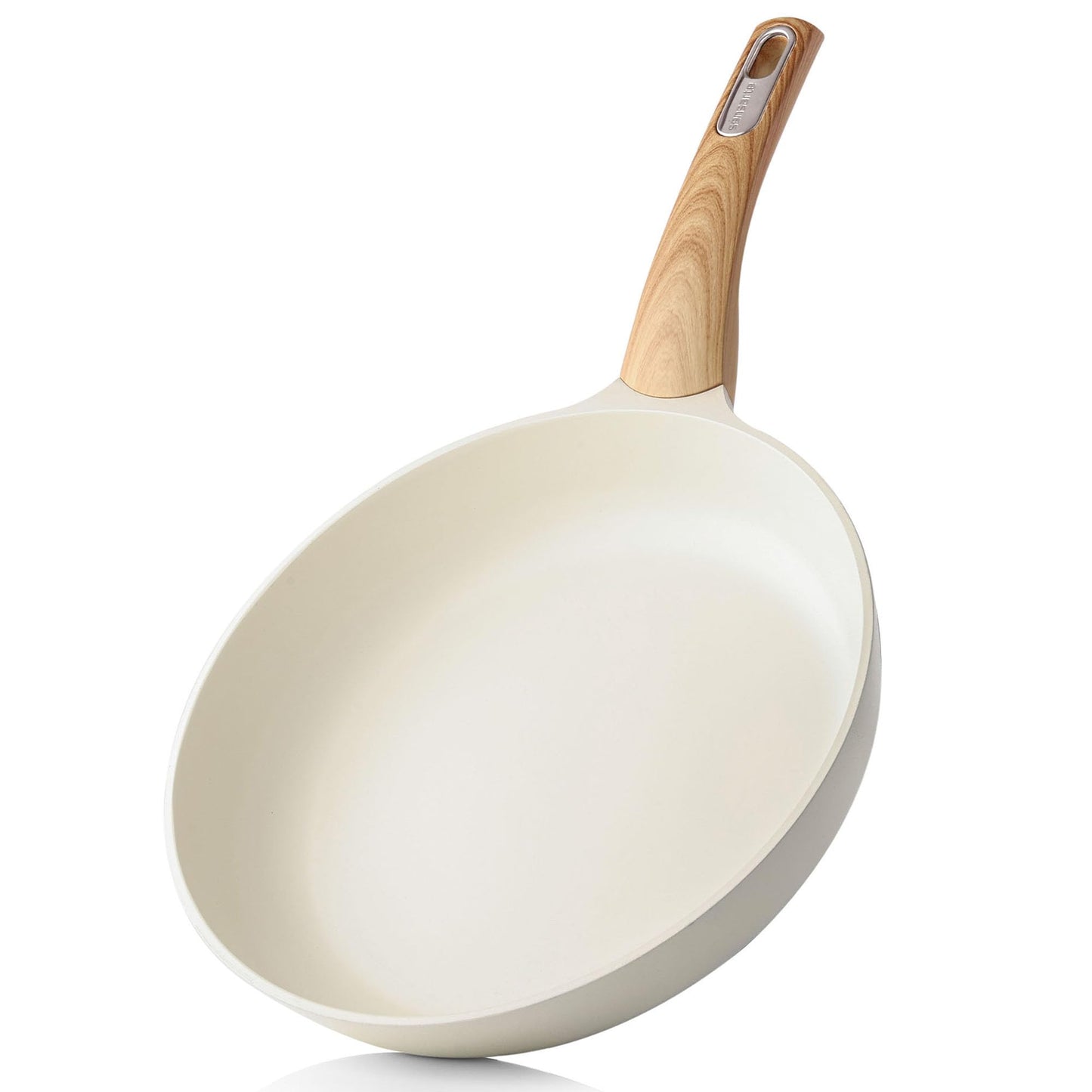 SENSARTE Ceramic Nonstick Frying Pan Skillet 9.5Inch Non Stick Omelette Pans, Non-Toxic Healthy Kitchen Cooking Chef's Pan, Free of Intentionally Added PFOA/PFAS/PTFE, Induction Compatible, White