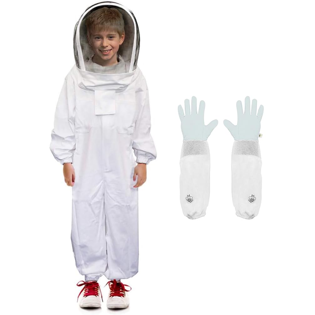 Luwint Kids Beekeeping Suits - Ventilated Bee Beekeeper Suit with Self Supporting Veil Hood for Children (4'7''-4'11'' Height)