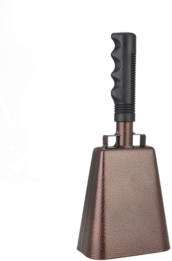 12 Inch Cowbell Noise Maker Steel Cow Bell with Handle Cheering Bell for Sports Events Large Solid Bells and Chimes Percussion Musical Instruments Call Bell Alarm (Copper) 2 Pack