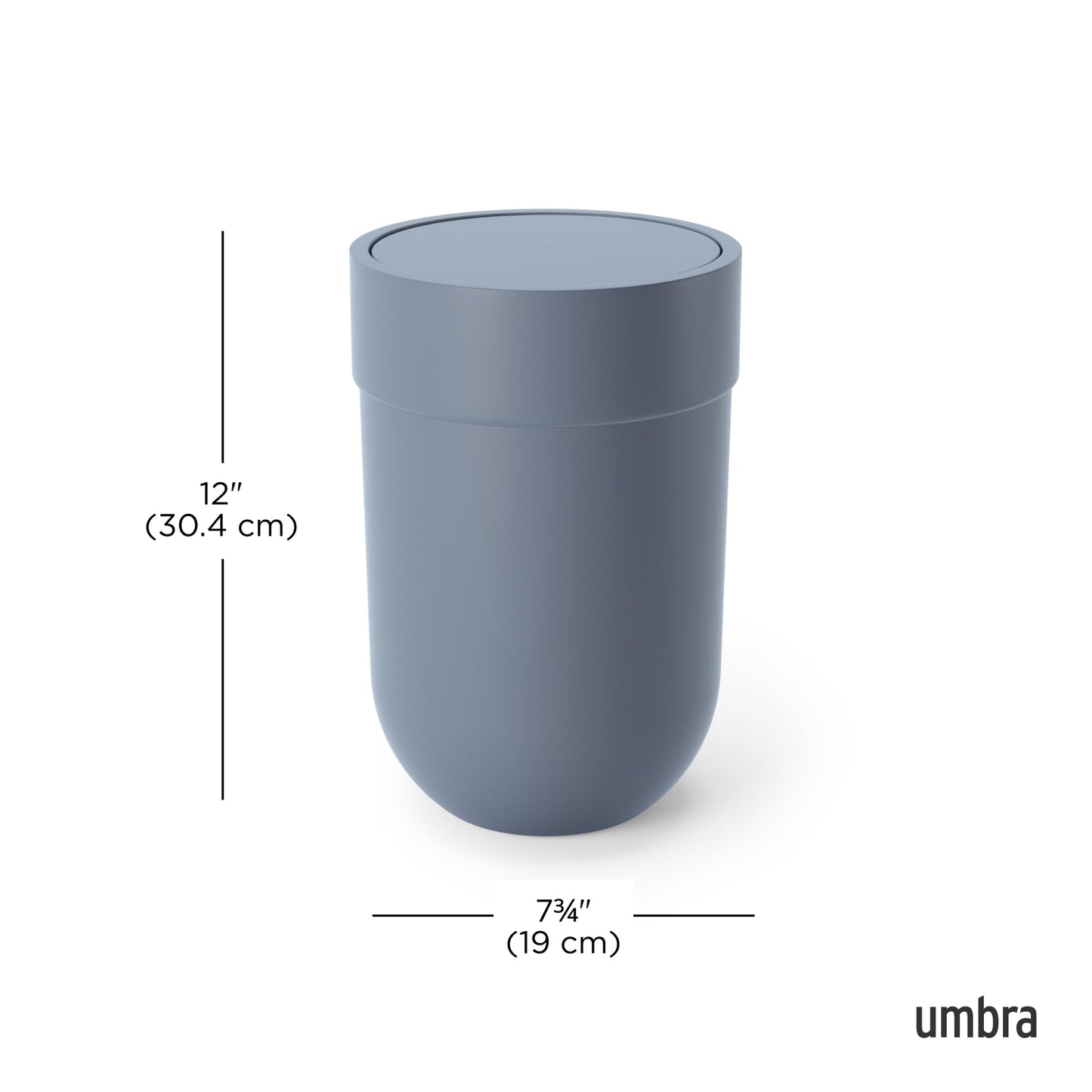 Umbra Touch Trash Can, Small Garbage Bin Waste Basket with Lid for Bathroom, Slate Blue