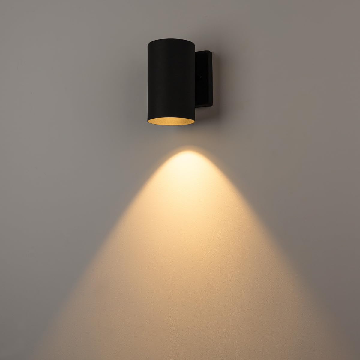 mirrea 7" Modern Outdoor Porch Wall Light Cylinder Downlight Sconce with 5W LED GU10 Replaceable Bulbs in Matte Black Aluminum Pack of 2