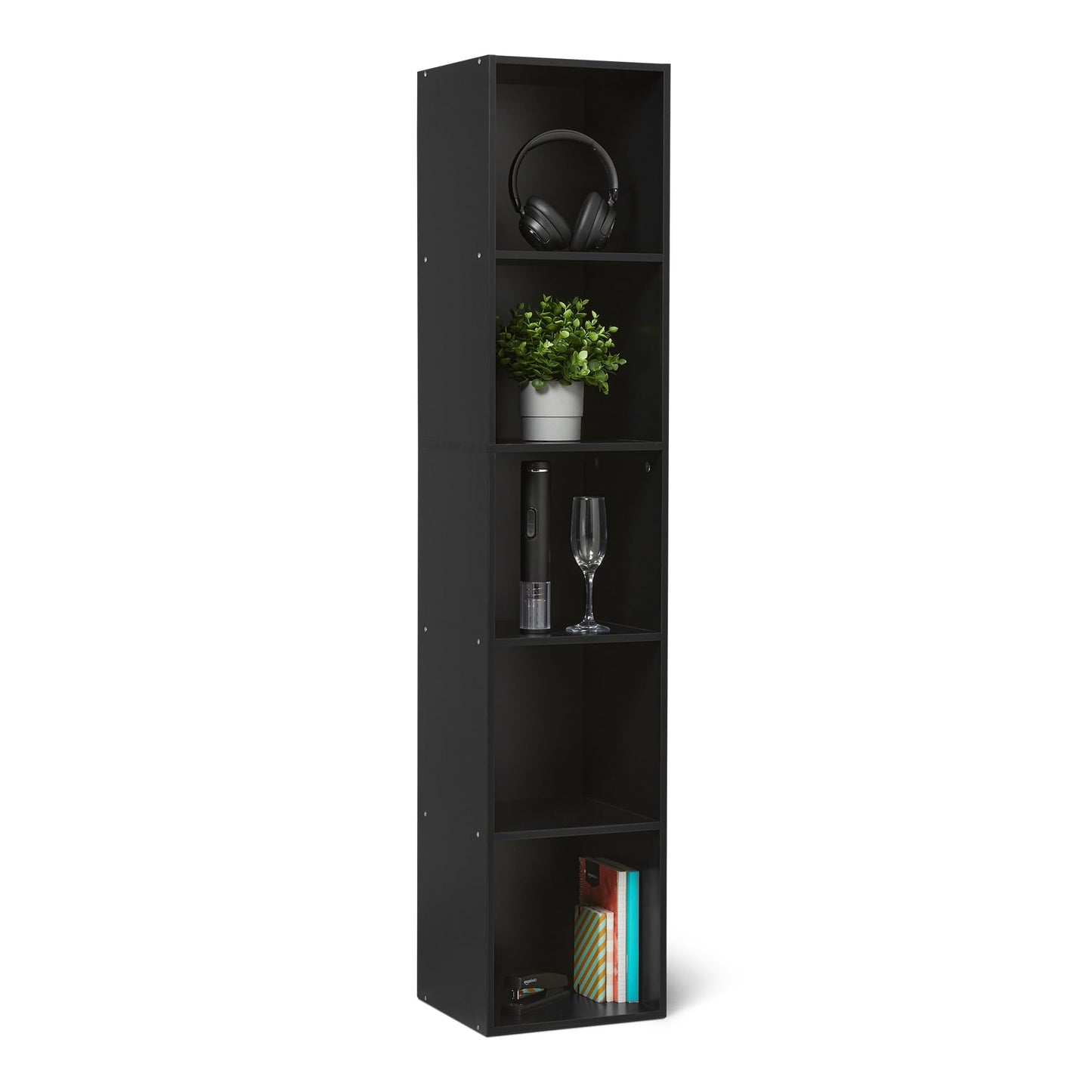 Amazon Basics 5-Cube Bookcase Compatible with Fabric Storage Cube Organizers, Black