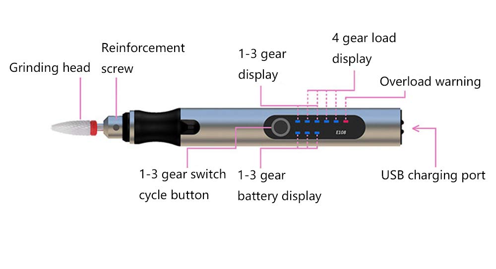Rechargeable cordless Electric Micro Engraver Pen Mini DIY Engraving Tool Kit for Metal Glass Ceramic Plastic Wood Jewelry with 30 Bits and 16 Stencils and 1 Scriber Pen