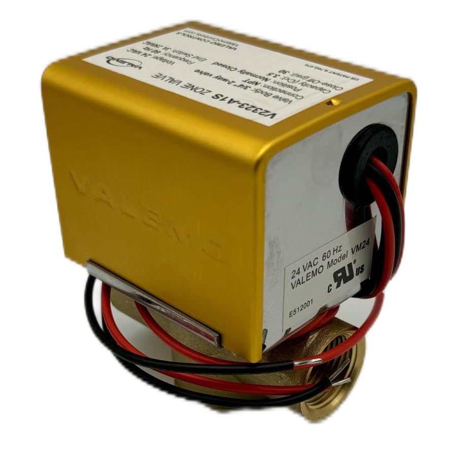 Valemo V2323-A1S Motorized Zone Valve, 2-Way, 3/4" Threaded NPT, Normally Closed, 24 VAC with End Switch