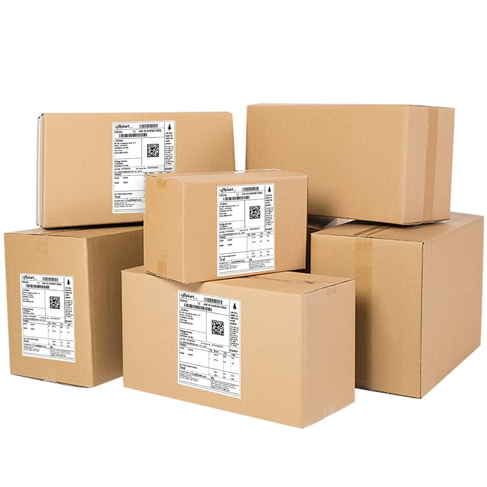 L LIKED 4x6 Inches Thermal Labels, 4 Rolls of 450 Shipping Labels, 1800 Pcs 101.5x152.4mm Thermal Printer Labels for Address, Mailing, Boxes, Packages, Compatible with Zebra & Rollo Printer