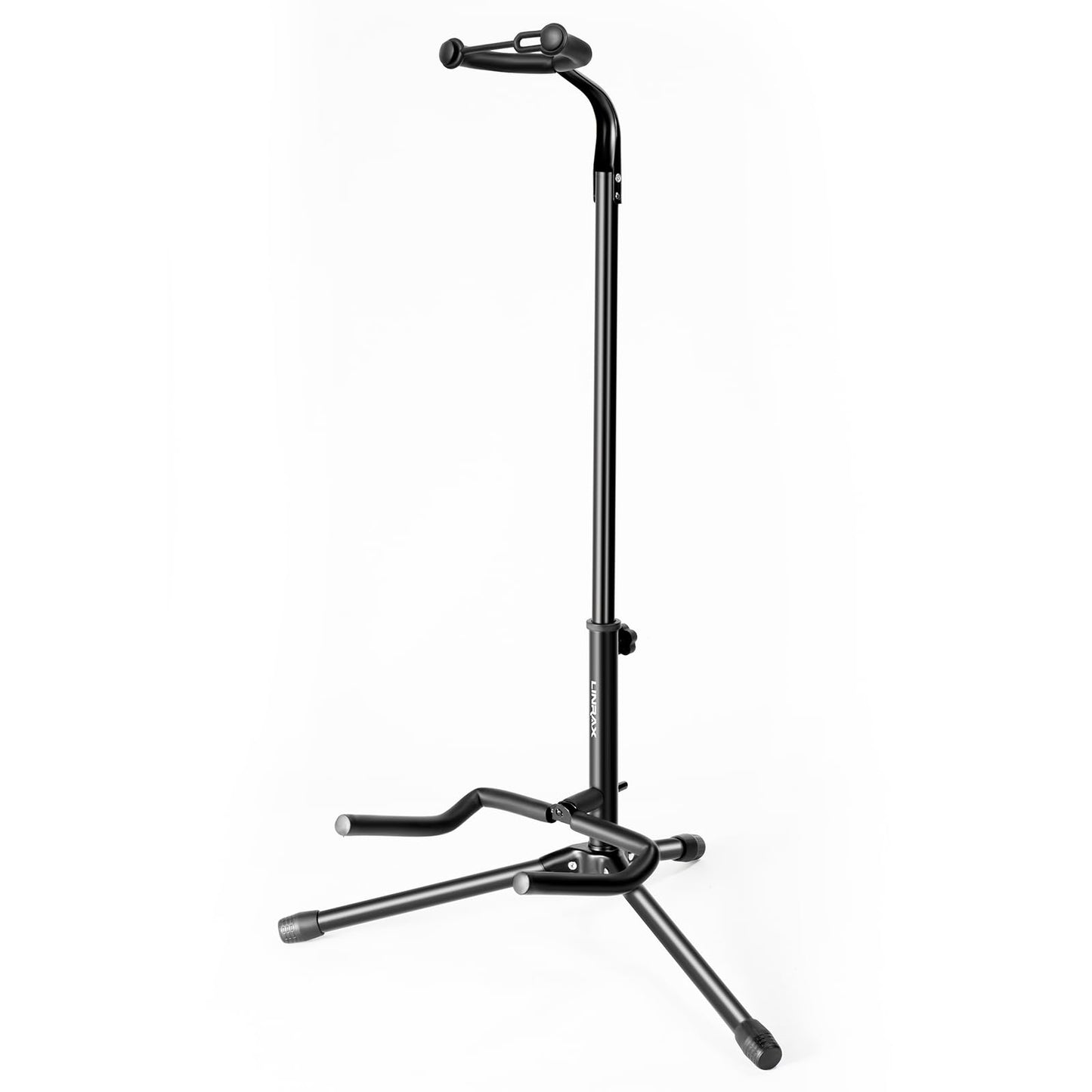 Linrax Guitar Stand with Neck Holder, Folding Guitar Stand, Adjustable Height, Non-Slip Rubber and Foam Arms, Universal Guitar Holder for Acoustic Classical Electric Guitar Bass, Tripod Guitar Rack