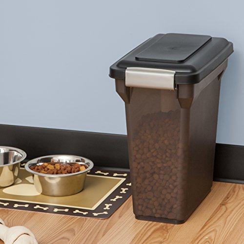 IRIS USA WeatherPro Airtight Dog Food Storage Container, Up to 13lbs, for Dog Cat Bird and Other Pet Food Treats Storage Bin, Pet Supplies, Keep Fresh, BPA Free, Smoke/Black