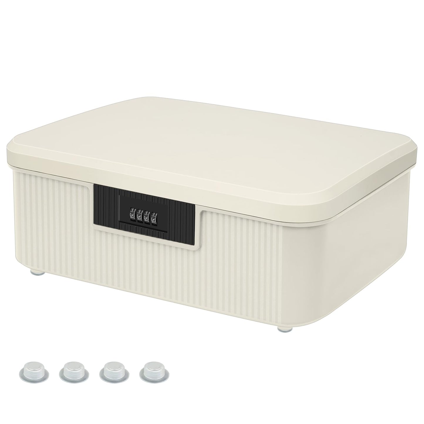 YHANEC Lockable Storage box,16L Locking Organizer Container Bin with Combination Lock, Medicine Lock Boxs,Lockable Storage Box for Kitchen Home School and Office (Off-white)