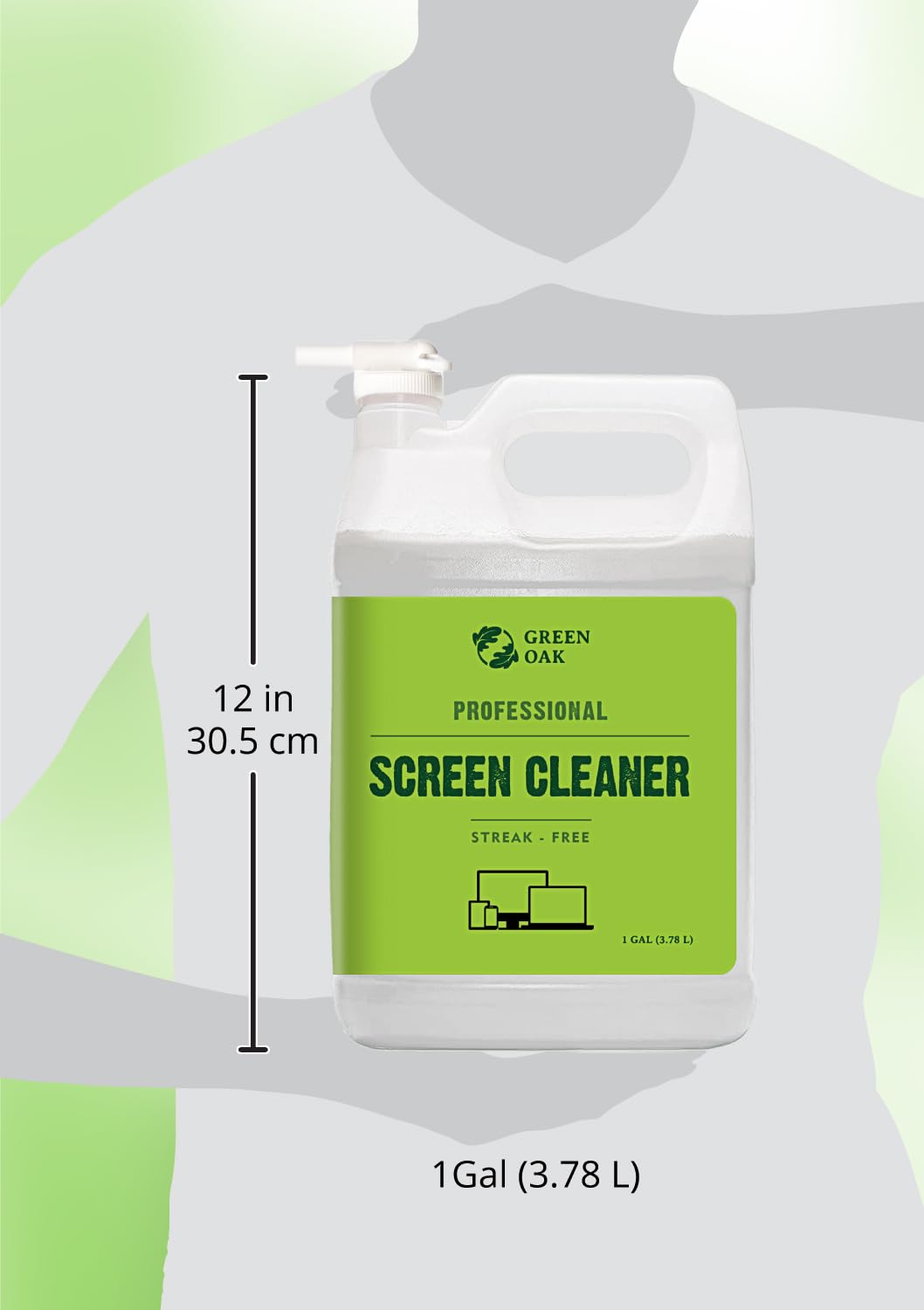 Green Oak Screen Cleaner Refill Professional Screen Cleaner Spray - Best for LCD & LED TV, Tablet, Computer Monitor, Phone - Safely Cleans Fingerprints, Dust, Oil (1 Gallon)