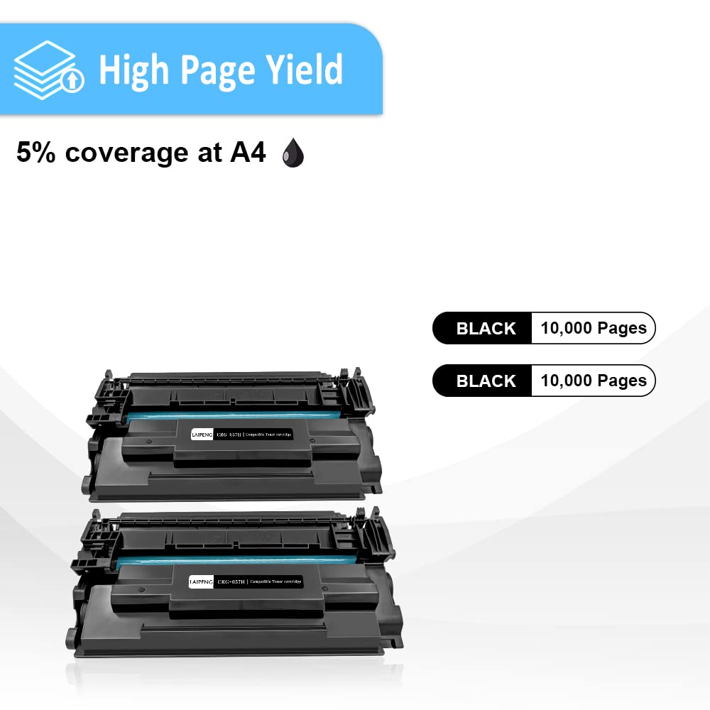 Compatible Toner Cartridge 057H (057) High Capacity 10000 Pages for Canon imageCLASS MF449dw MF448dw MF445dw MF443dw MF455dw LBP228dw LBP227dw LBP226dw LBP223dw LBP236dw Laser Printers（Black×2）