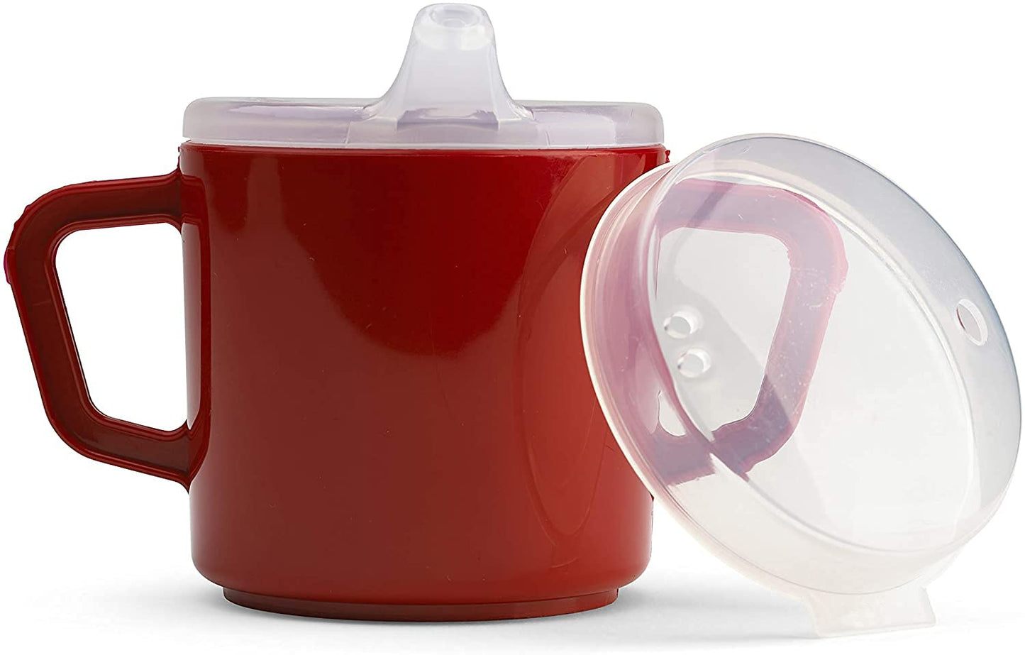 Providence Spillproof Compact 8oz Adult Sippy Cup with 2 Handles - Sip Cups for Adults for Limited Mobility - Handicapped Accessories - Handicap Cups for Elderly Care - Made in the USA - Red - 6