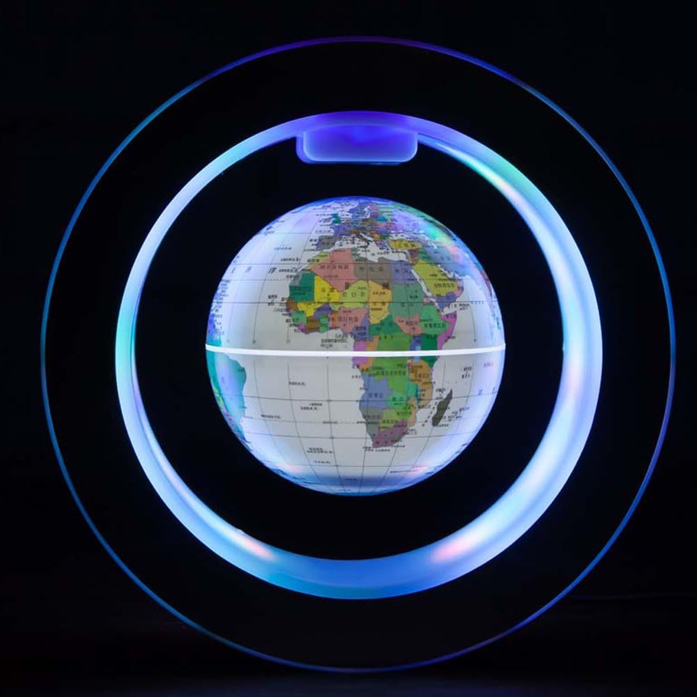 FUGEST Levitation Floating Globe 4inch Rotating Magnetic Mysteriously Suspended In Air World Map Home Decoration Crafts Fashion Holiday Gifts (White)