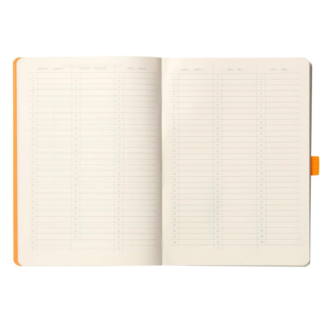 Rhodia - Rhodiarama Leatherette Softcover Goal book A5 (14.8x21 cm) - 240pgs DOT - Clairefontaine ivory paper 90 g 2 ribbons elastic closure - Sapphire Blue - 117748C