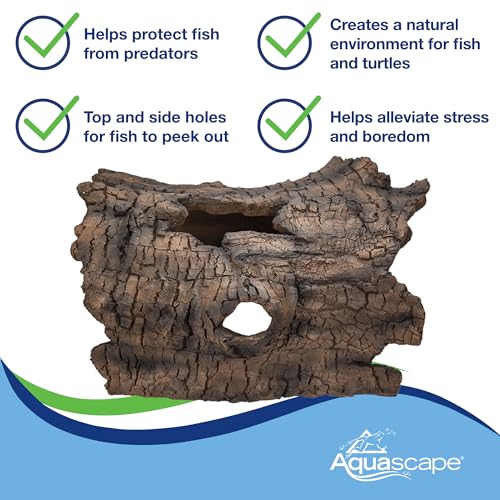 Aquascape 78324 Koi Predator Control Faux Log Fish Cave, Brown