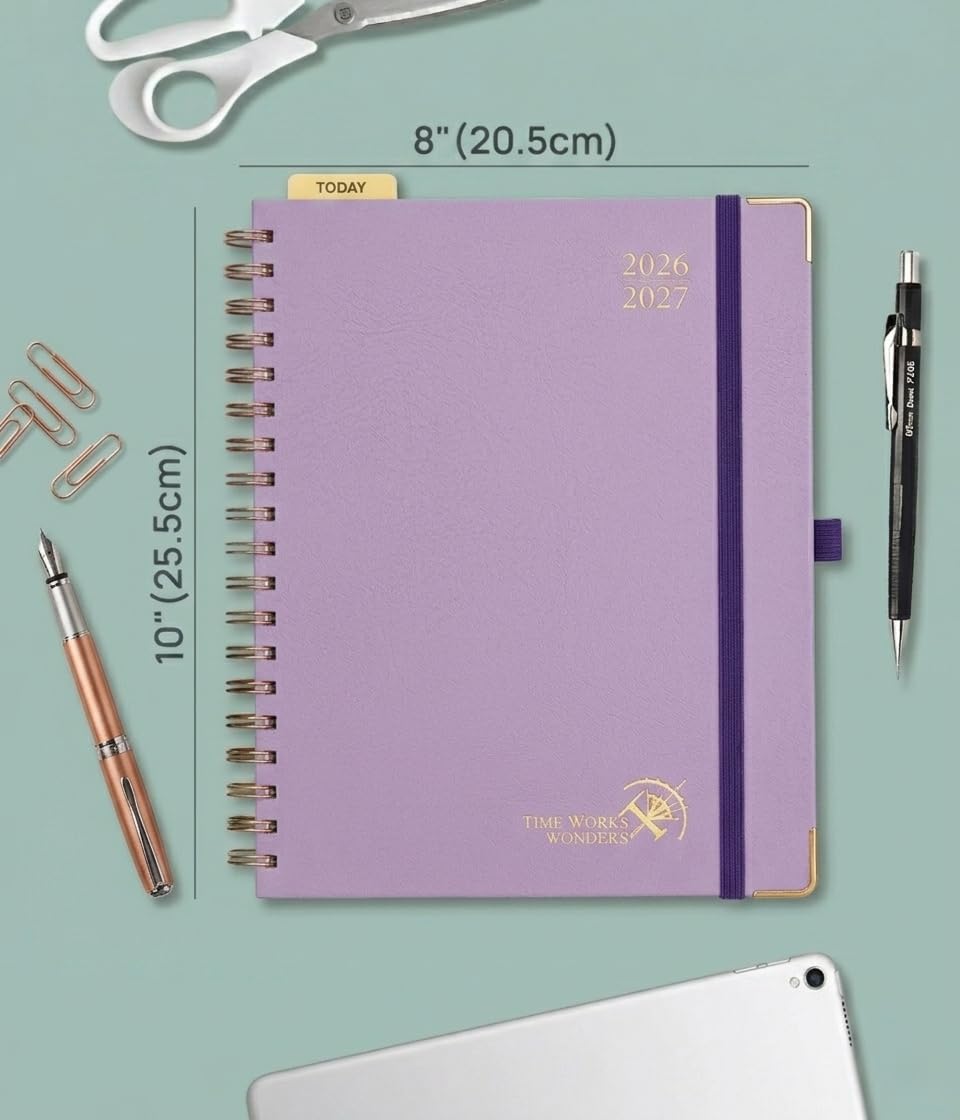 POPRUN Academic Planner (July 2026-June 2027) Weekly and Monthly Appointment Book 2026-2027, 10" x 8" Planner School Year 2026-2027 with Hardcover, Tabs, Ruler, Pen Loop & Tear-Off Corners - Violet