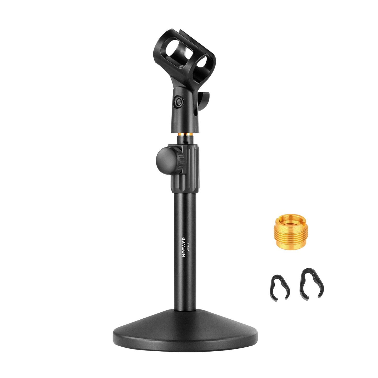 NEEWER Desk Microphone Stand, Adjustable Table Top Mic Holder Mount with Clip and 3/8" to 5/8" Adapter Compatible with Blue Yeti Snowball HyperX QuadCast SoloCast Shure, Max Load 3.3 lbs, MS015