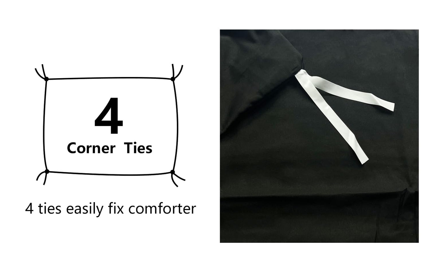 Amazon Basics Light-Weight Microfiber Duvet Cover Set with Zipper Closure - Full/Queen, Coal Black