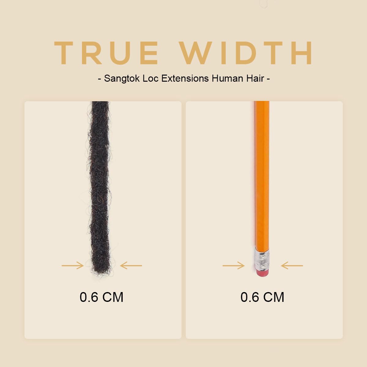 Sangtok 10 inch 40 Strands Loc Extensions Human Hair, 0.6cm Width Real Human Hair Dreadlocks Extensions for Man/Women Full Handmade Dreads Can be Dyed(1B)
