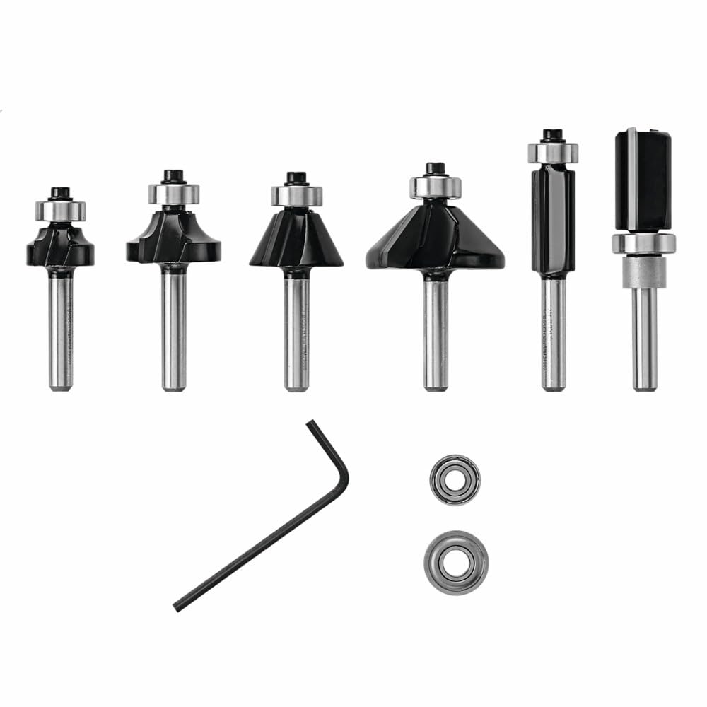 BOSCH 6 pc. Carbide-Tipped Trim and Edging Router Bit Set