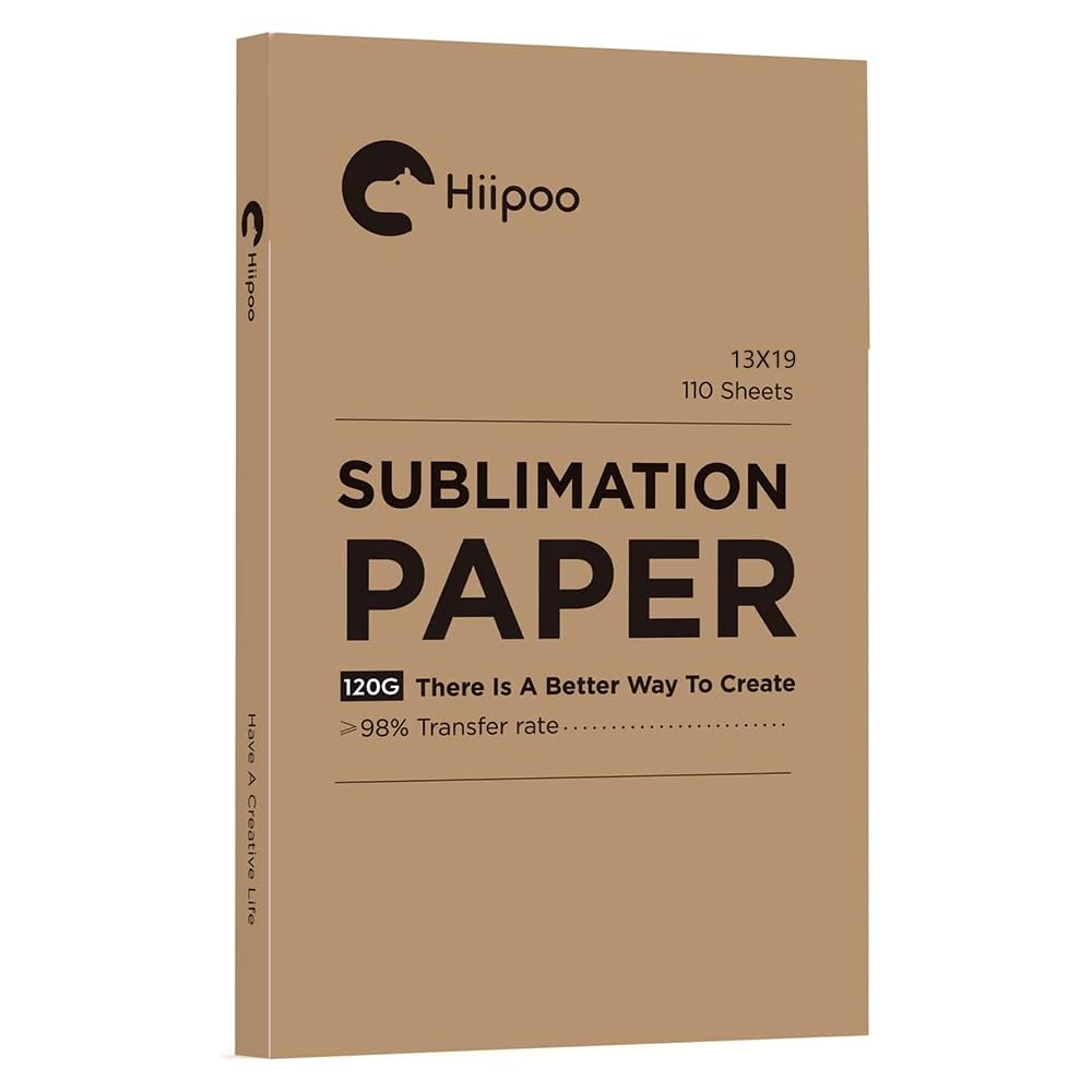 Hiipoo Sublimation Paper 13x19 Inch, Work with Sublimation Ink and E Sawgrass Inkjet Printers for Mugs T-Shirts Light Fabric and Other Sublimation Blanks (110 Sheets, 120G)