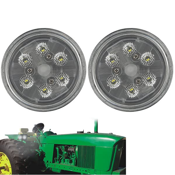 AGP.1978 2PCS Par36 LED Tractor Light Round Flood Lamp 5000K LED Work Light 12V Sealed Beam Compatible with John Deere Tractor 4430 3010… (Flood Beam)