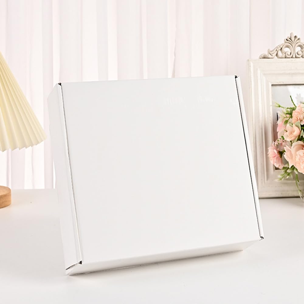 Shipping Boxes 9x9x4 inch Pack of 20，Livejun White Corrugated Cardboard Box Mailer Boxes for Packaging Small Business Shipping (White)