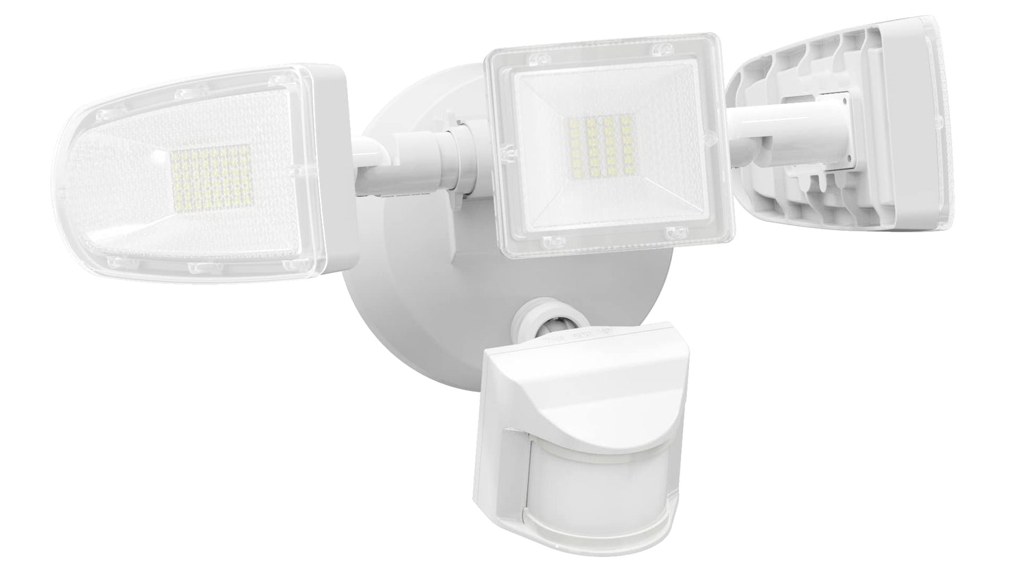 MW LED Motion Sensor Outdoor Flood Light, 40W Ultra Bright 4500LM, 5000K Waterproof LED 3-Head Security Light, Dusk to Dawn Mode, cETL Certified