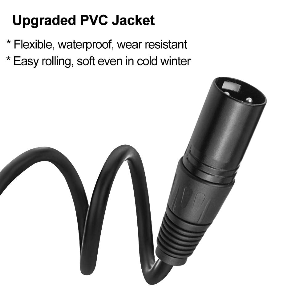 Eyeshot 10ft DMX Cable, 4 Packs 3 Pin DMX Cable, DMX Cables, Stage Light Signal Cable XLR Male to Female DMX512 with Metal Connectors, Connection for Lights