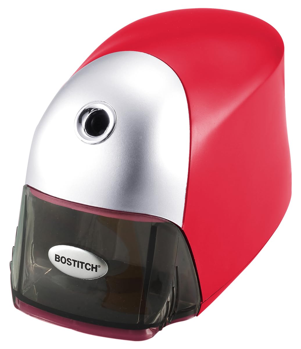 Bostitch Office QuietSharp Executive Heavy Duty Electric Pencil Sharpener for 65% Faster Sharpening and 6X Longer Cutter Life - Colored Pencil Compatible, Red