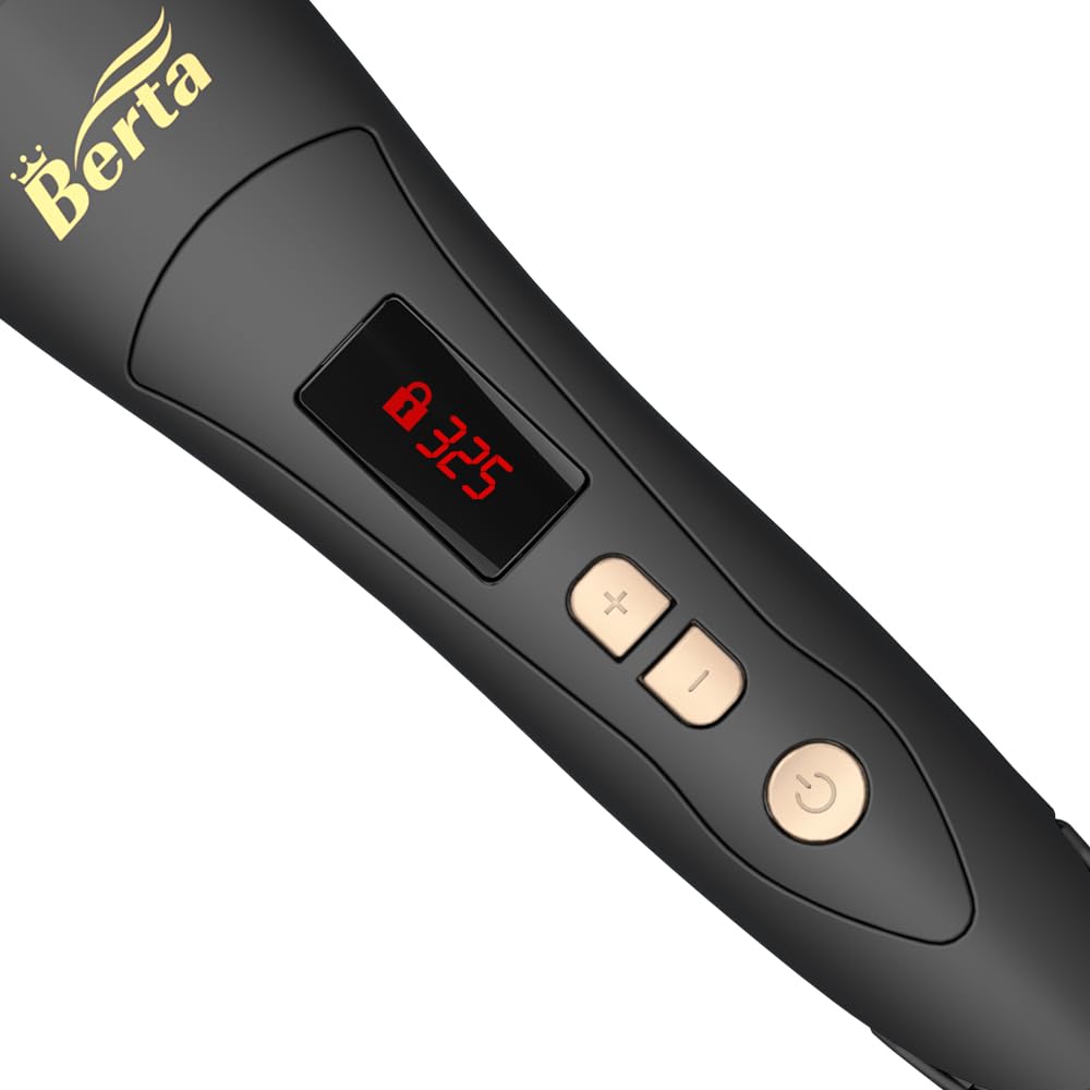 BERTA 2 in 1 Hair Iron Professional Hair Straightener & Curler Iron, Ceramic Flat Iron Ionic 1.25 Inch Barrel 275-425℉ Adjustable Temperature, Dual Voltage