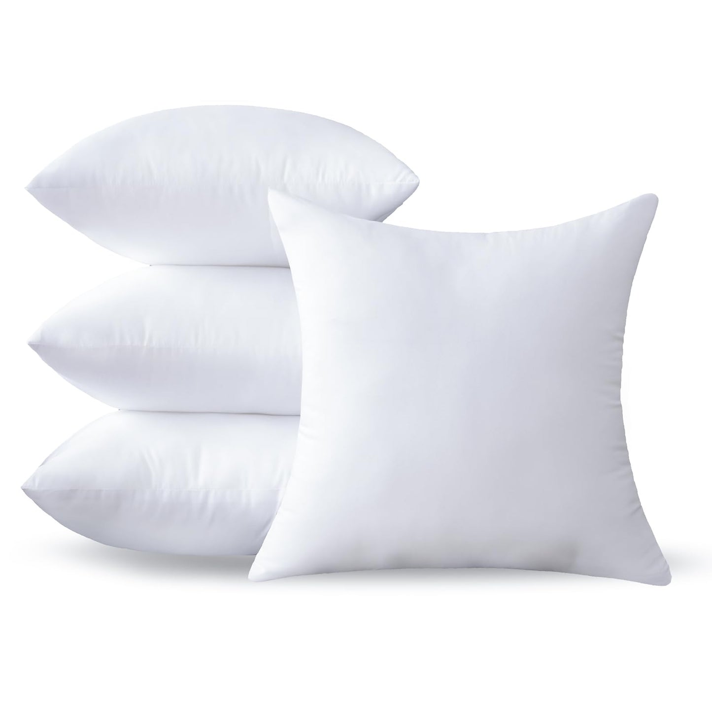 OTPIPCS 18 x 18 Pillow Inserts Set of 4 - Premium Soft and Fluffy 18 Inch Medium Sofa Decorative White Square Throw Pillow Inserts Stuffing for Living Room Couch and Bedroom Interior Cushions
