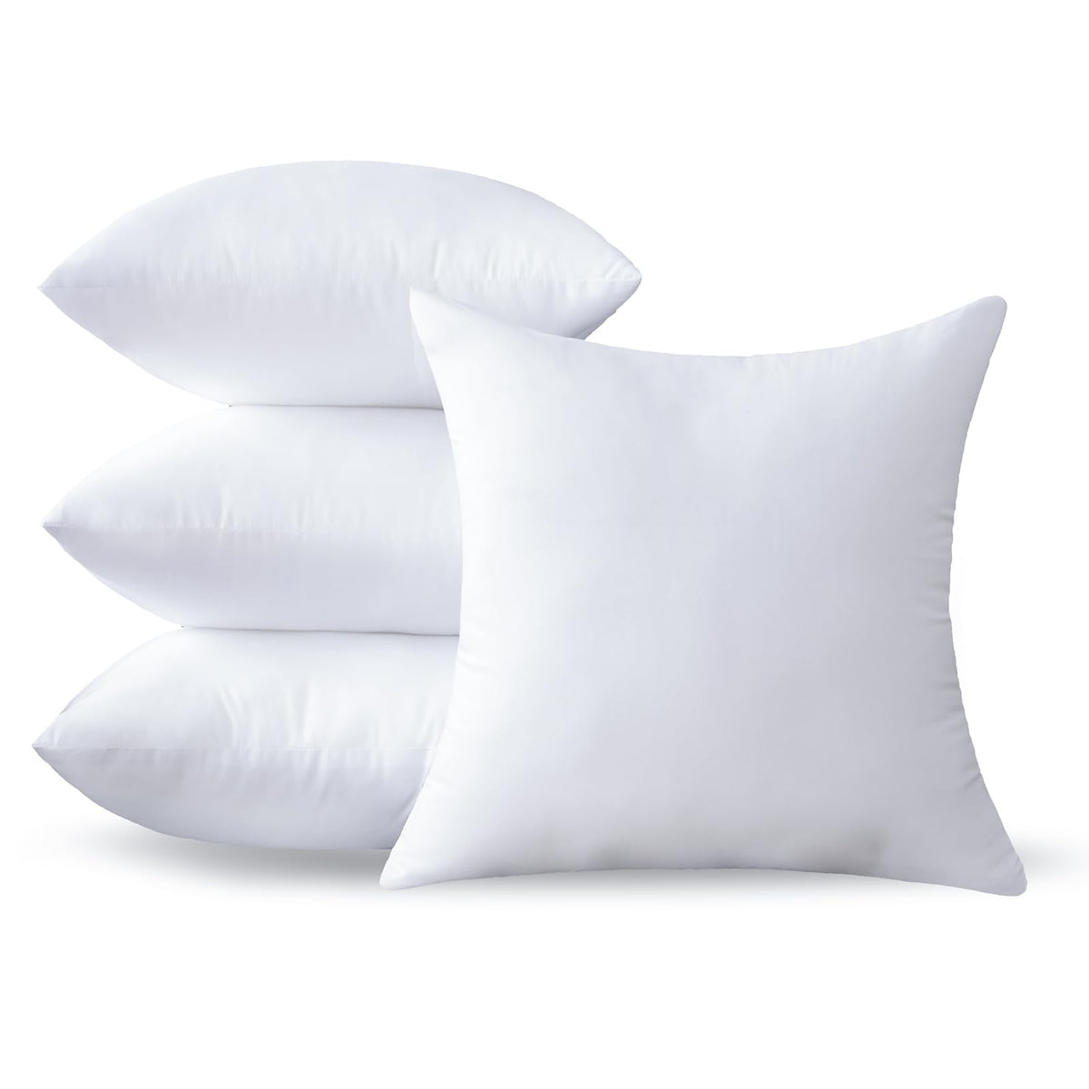 OTPIPCS 16 x 16 Pillow Inserts Set of 4 - Premium Soft and Fluffy 16 Inch Small Sofa Decorative White Square Throw Pillow Inserts Stuffing for Living Room Couch and Bedroom Interior Cushions