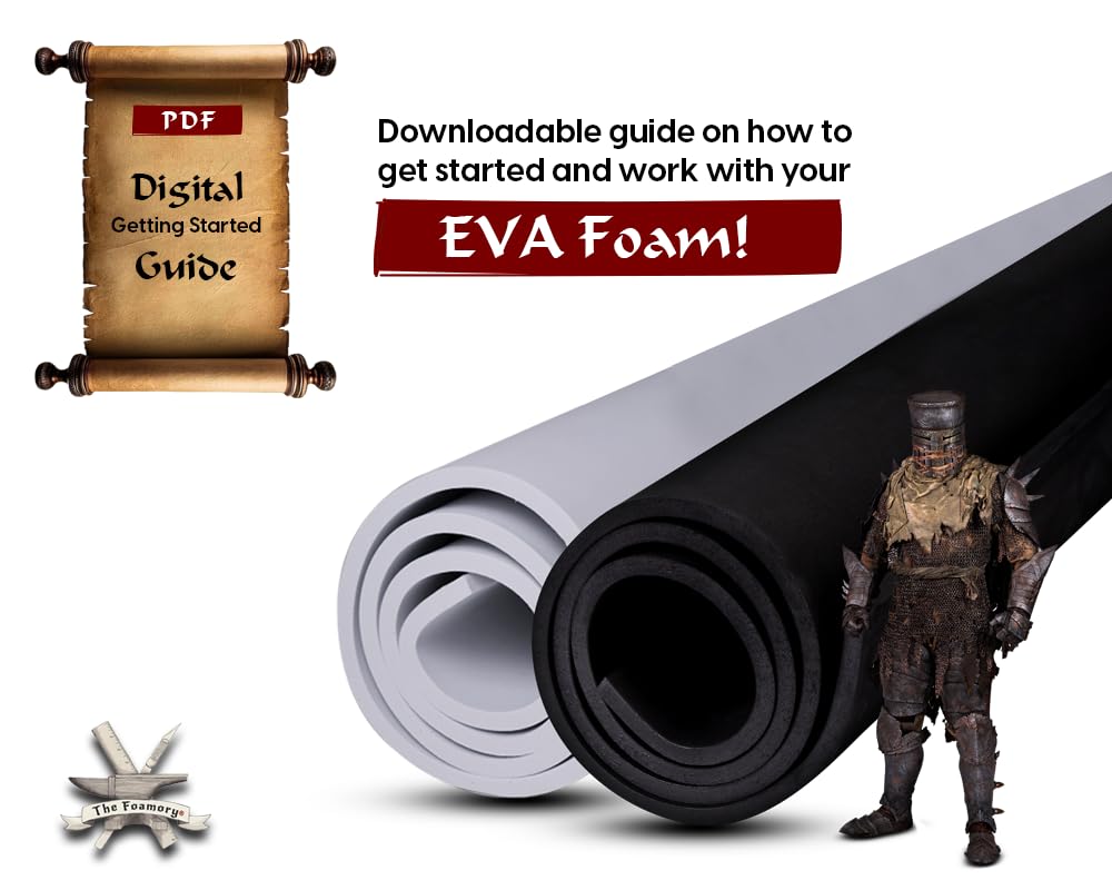 EVA Foam Cosplay - 6mm Thick (1mm to 10mm) - Black or White - Large 35" x 59" Sheet - Ultra High Density Craft Foam 85 kg/m3 - by The Foamory