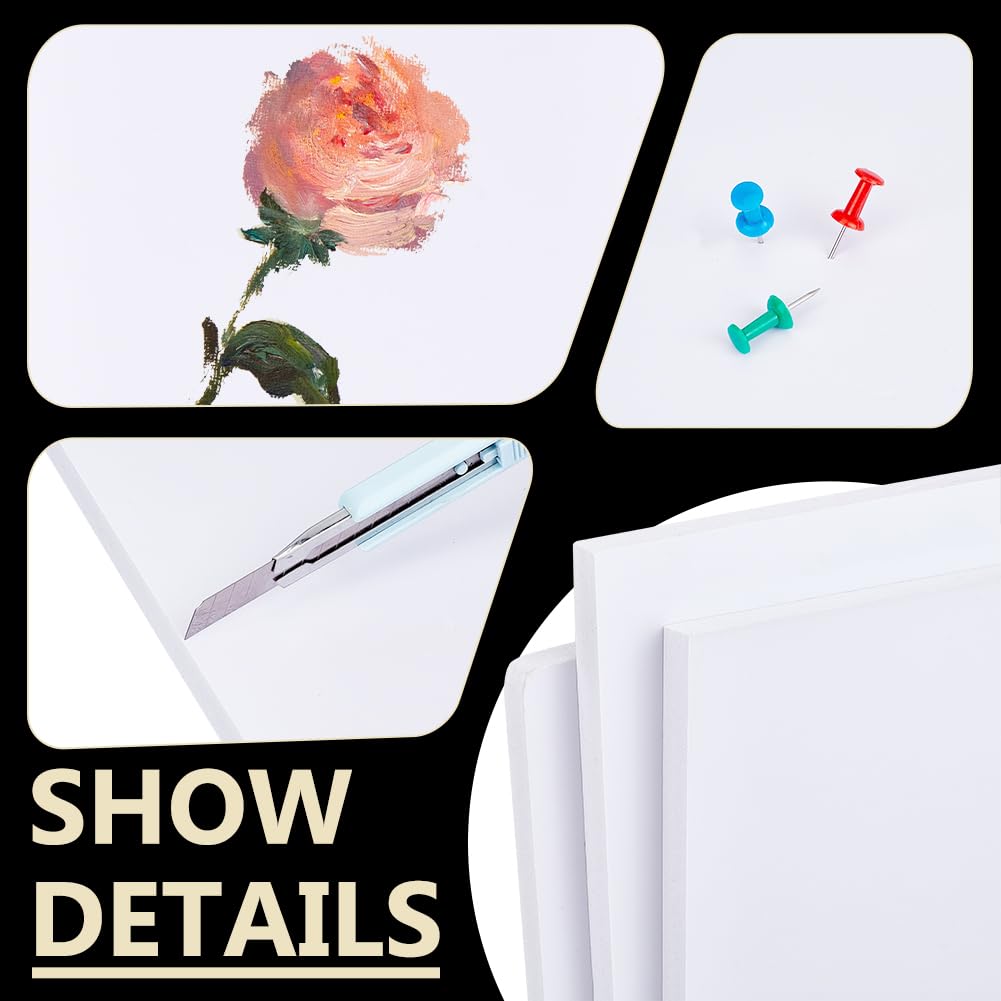 BENECREAT 3Pcs 1/2 Inch White Foam Boards, 12x8 Inch Rectangle PVC Foam Sheet Poster Board for Mounting, Crafts, Art, Display, Presentation and Projects