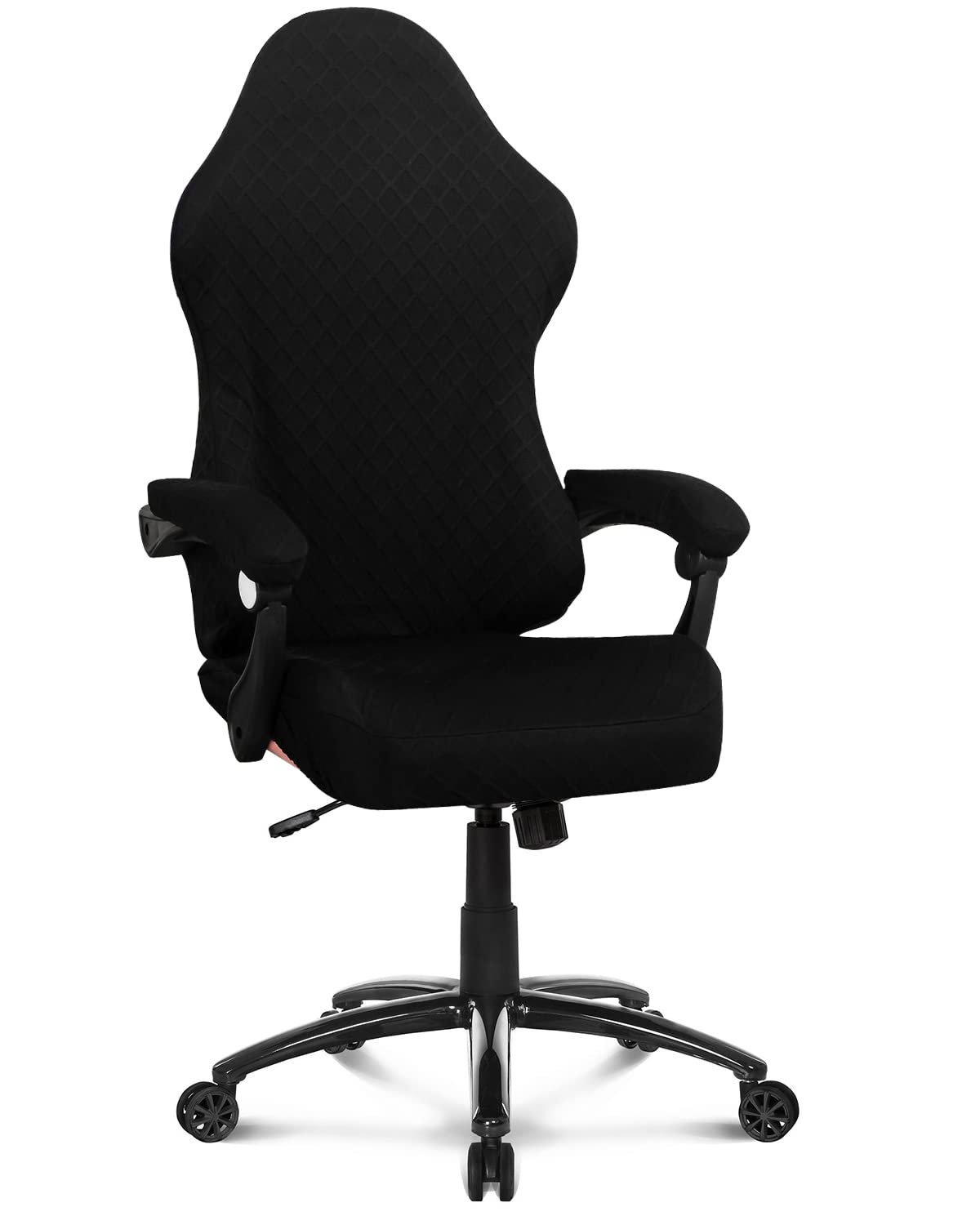 Deisy Dee NO Chair Covers, Stretchy Polyester Covers for Reclining Racing Gaming Chair (Black)