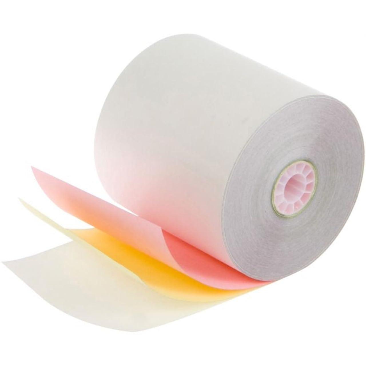 (30 Rolls) 3 Ply Carbonless Rolls 3" x 65 Feet White/Canary/Pink Receipt Paper POS Cash Register