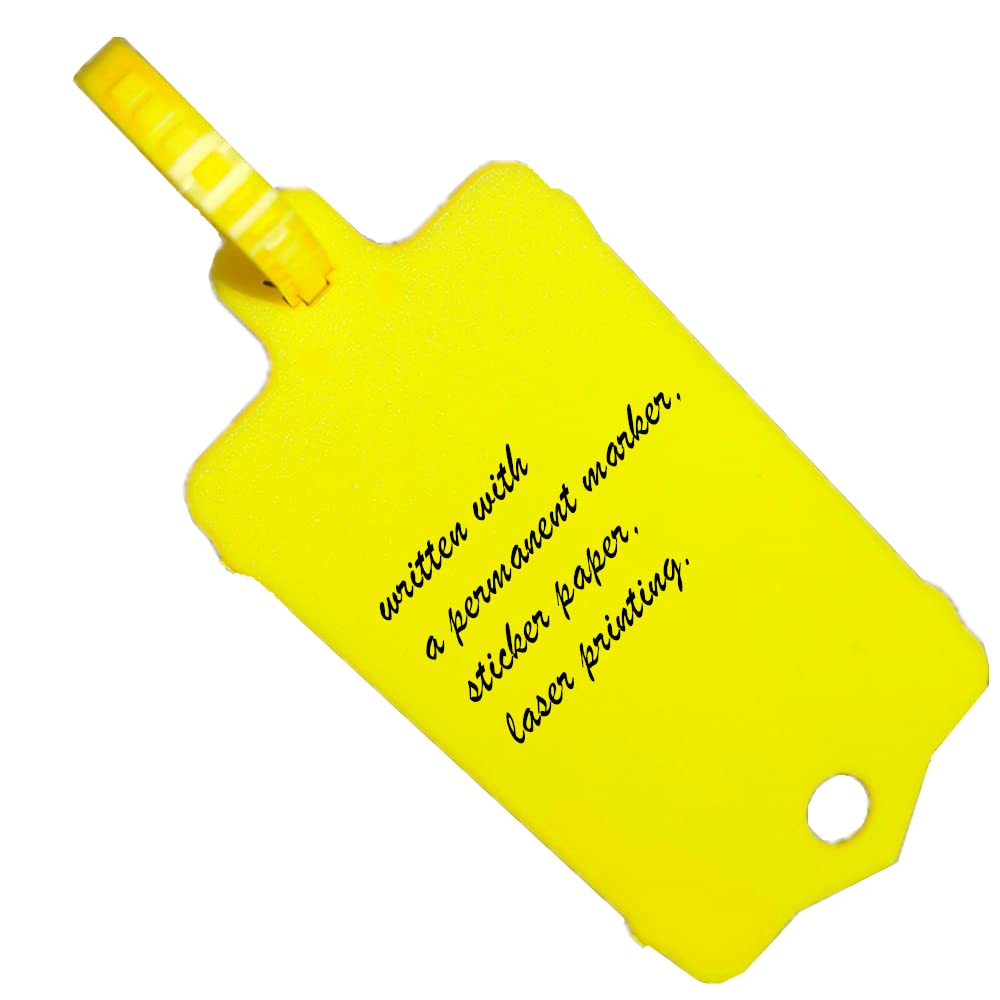 XF-Vel 100pcs Reusable Yellow Plastic Tags Ties Key Tags 1.45"*2.48" Serrated Tension Sealing Strap with Large Label Plastic Tie Mark Label Waterproof Hang Sign Write on Tag