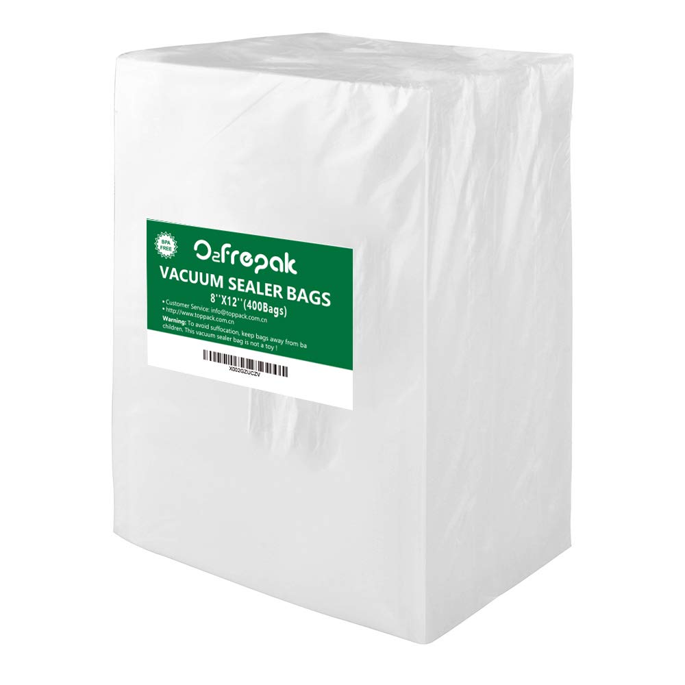 O2frepak 400 Quart 8" x 12" Vacuum Sealer Bags for Food,BPA Free and Heavy Duty Vacuum Seal Food Bags,Great for Sous Vide Vaccume Sealer PreCut Bag
