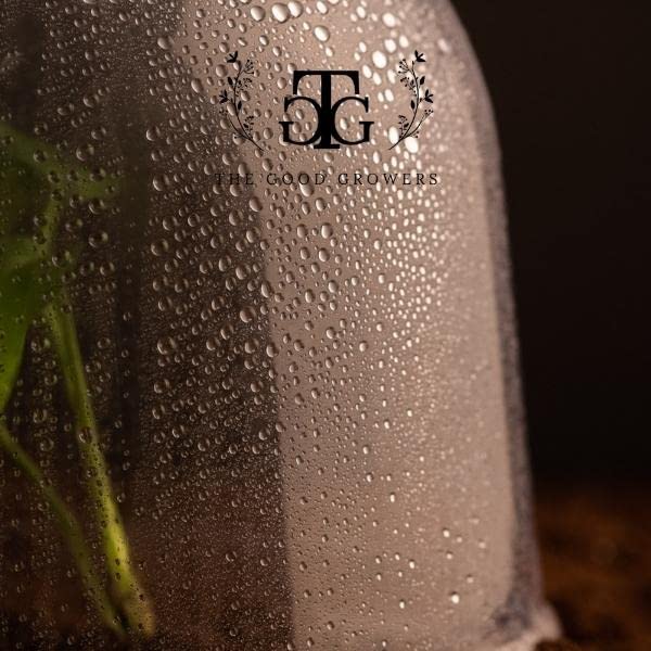 (10 Pack) The Good Growers Extra Large Plant Covers (10" x 8") with Vents - Reusable Plastic Cloche Domes for All-Weather & Frost Protection, Mini Greenhouse Effect & Pest Control