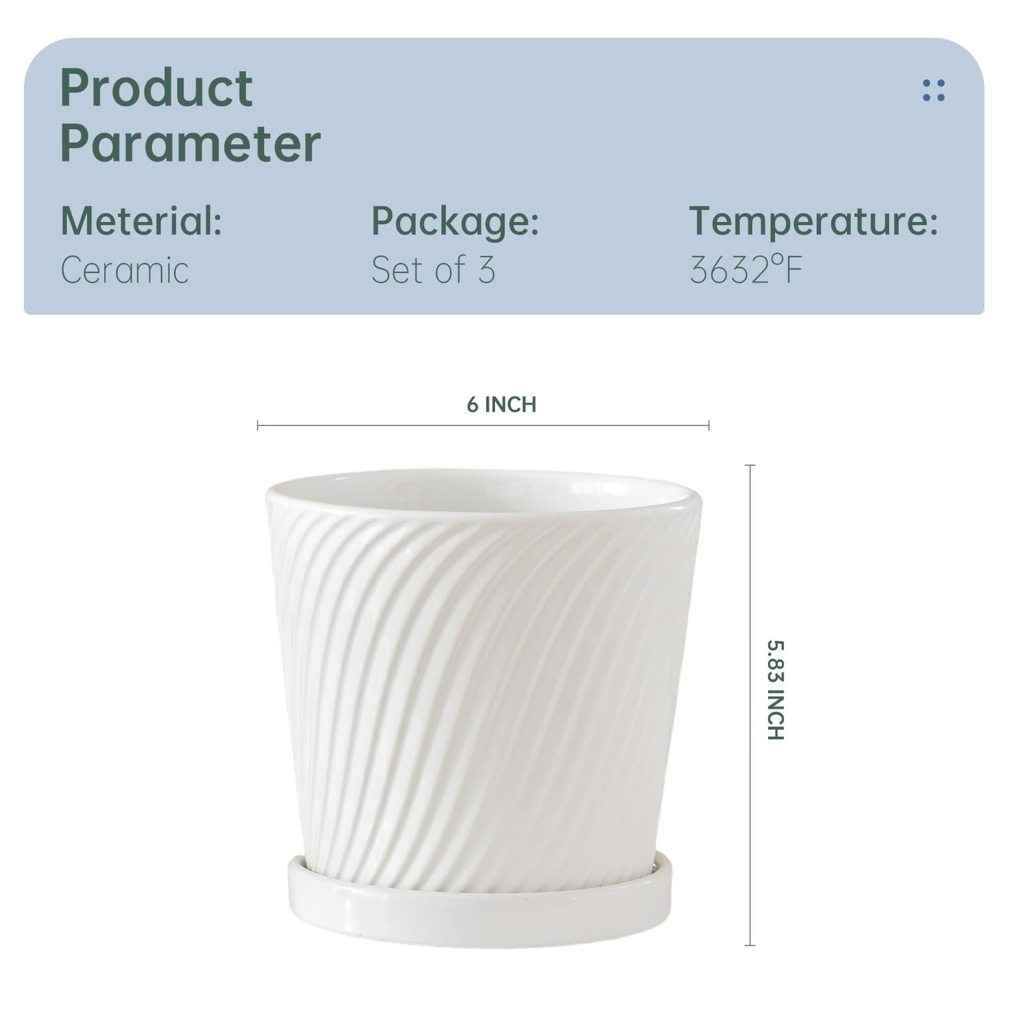Plant Pots, 6 Inch Flower Pots for Plants,Ceramic Planter with Drainage Holes,Indoor Planter Pots with Saucer,Outdoor Garden Pots (Red/Yellow, 4 Pack) (White)