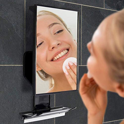 ToiletTree Products Ultimate Fogless Shower Bathroom Mirror, Bigger Reflective Surface & Thinner Frame, Squeegee Included, Black