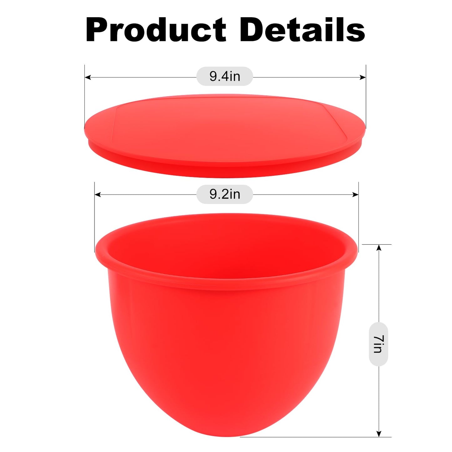5QT Silicone Mixing Bowls with Lids (3 pack) Compatible with 5QT KitchenAid Mixer, Shatterproof, leak-proof design, Non-slip base, Easy-to-clean food storage bowls, Food-grade silicone