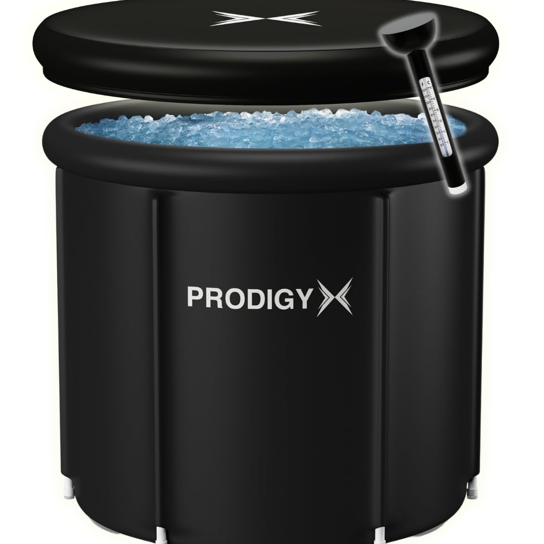PRODIGY X Ice Bath Tub - Cold Plunge Tub for Athletes - Large Size, Portable, Outdoor - Therapy Ice Pod - Lid & Thermometer