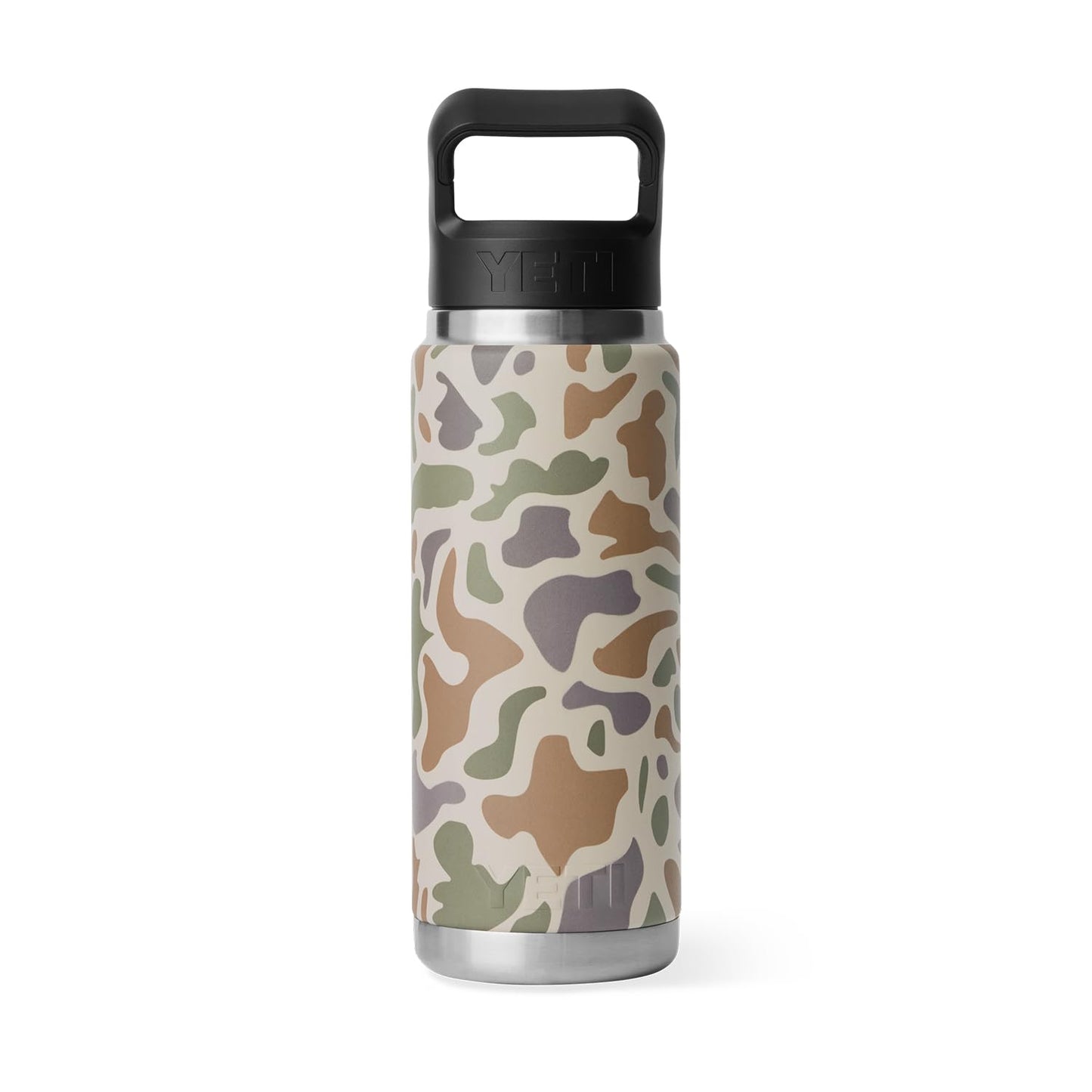 YETI Rambler 26 oz Bottle, Vacuum Insulated, Stainless Steel with Straw Cap, Tan Camo